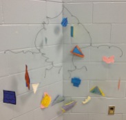 Mobiles inspired by Alexander Calder. This piece was made by the 2nd period art class.