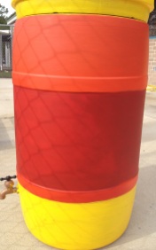 Our Rothko barrel painted with warm colors.