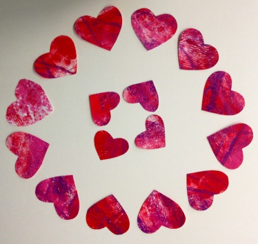 Hearts for Valentine's Day cards painted by our talented students!